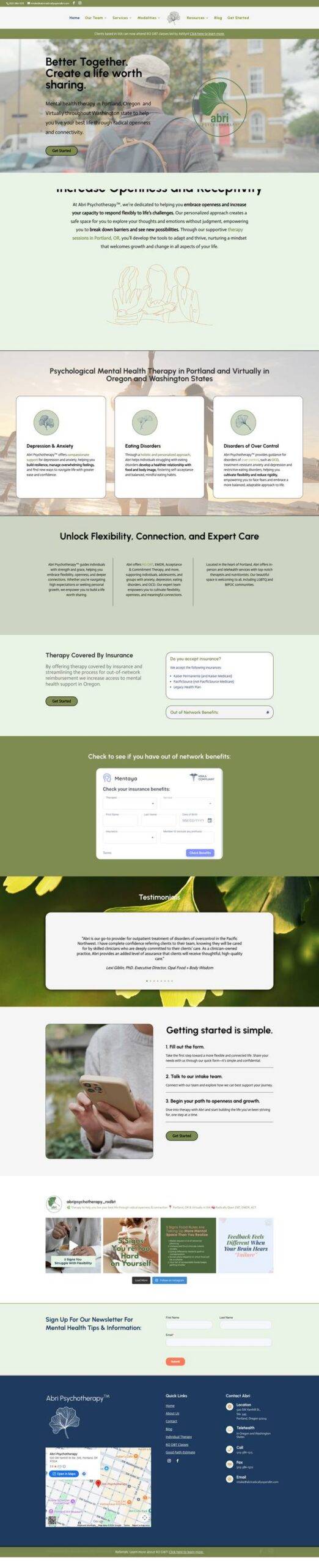 Abri Psychotherapy radically open DBT website homepage