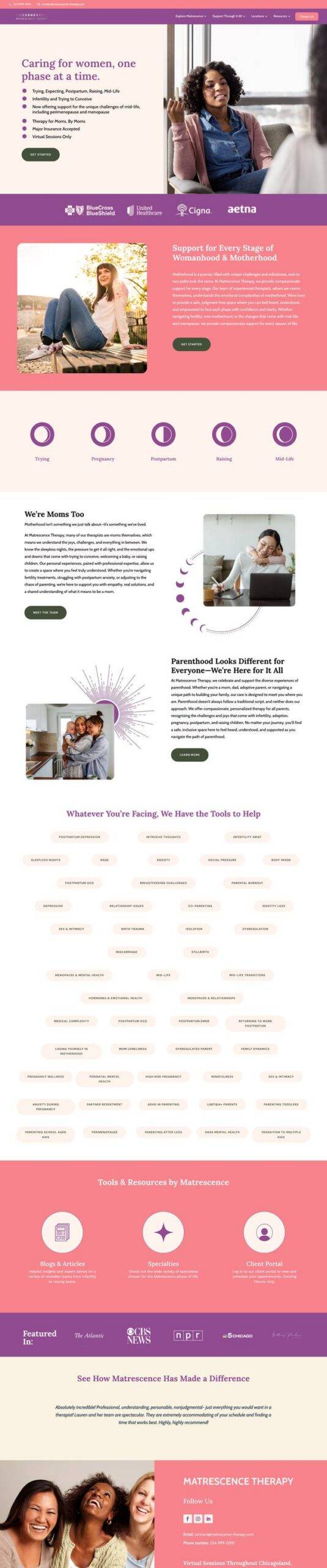 Matrescence Therapy website homepage